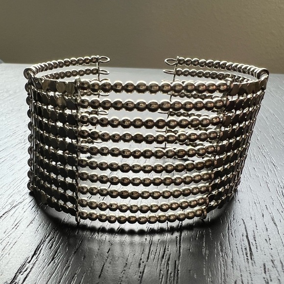 Vintage Silver Beaded Cuff Fashion Bracelet - One Size - Picture 2 of 7